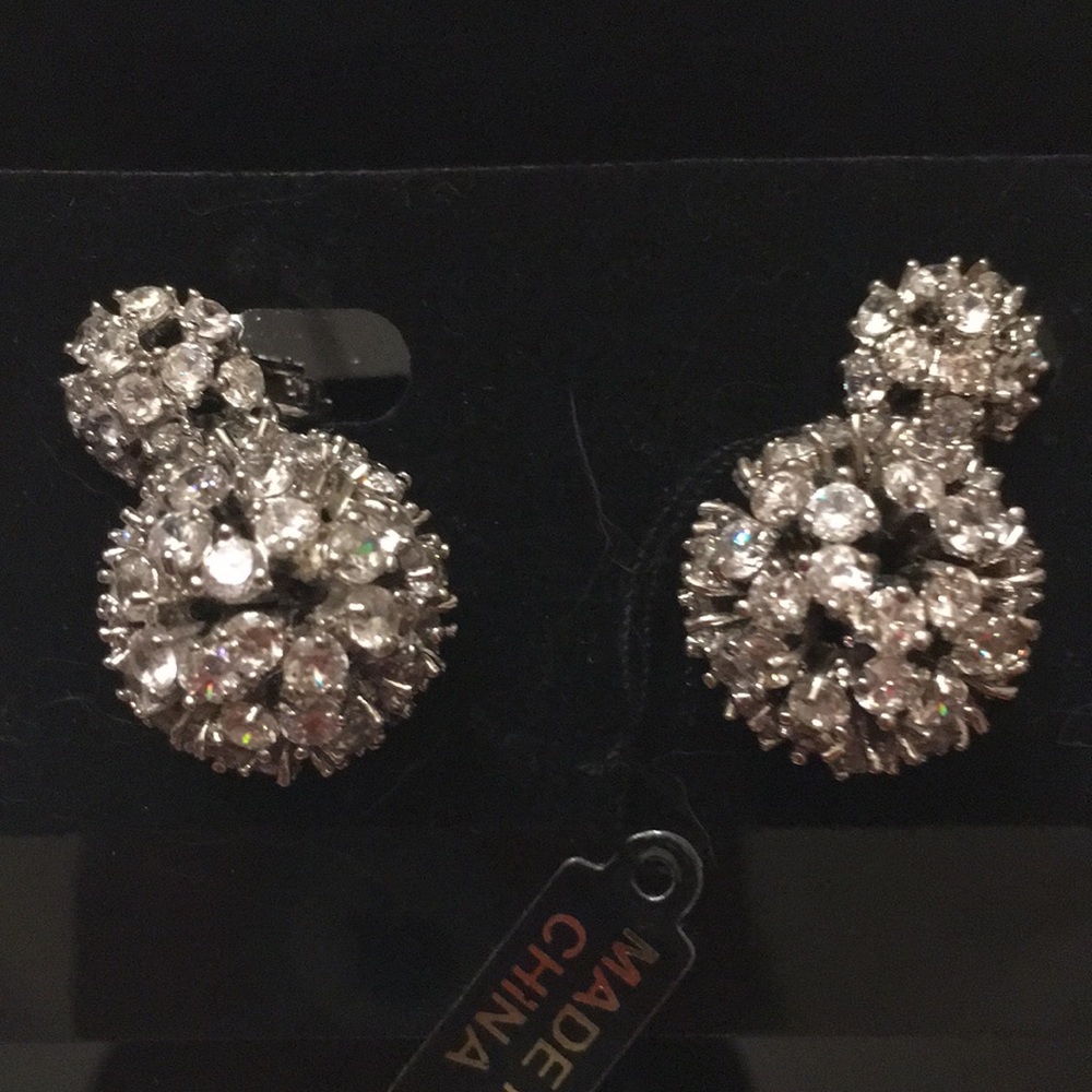 Silver Tone Spherical Rhinestone Earrings - NWT